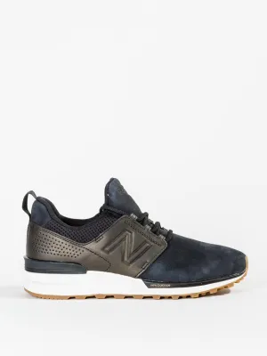 574s nubuck sneaker - black/gold