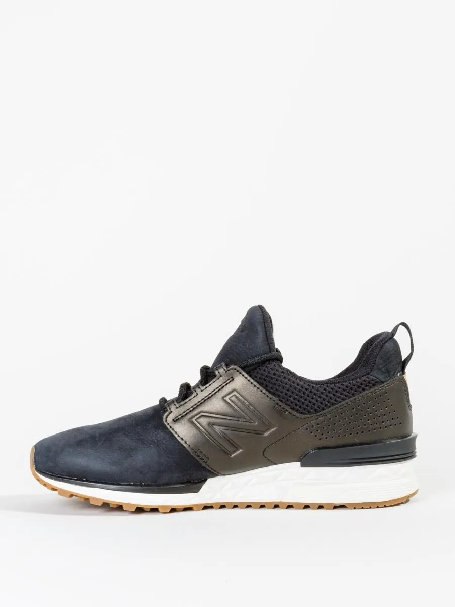 574s nubuck sneaker - black/gold