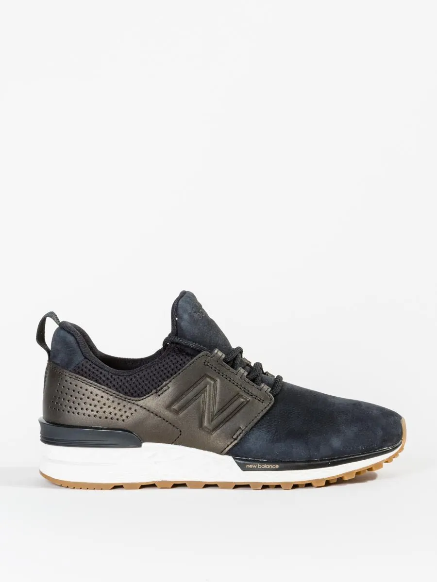 574s nubuck sneaker - black/gold