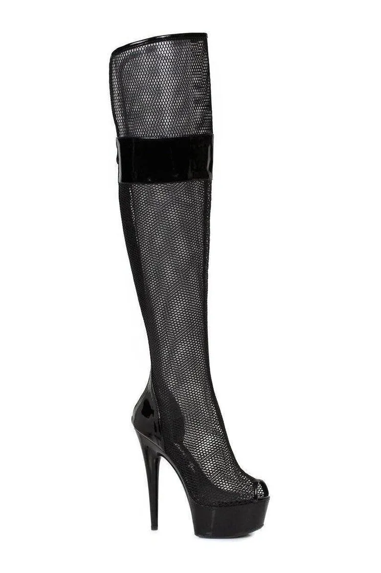 609-IVY Thigh Boot  | Black  Patent