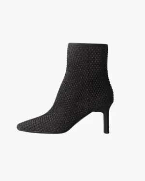 AJA DIAMANTE MESH BOOT IN BLACK DENIM