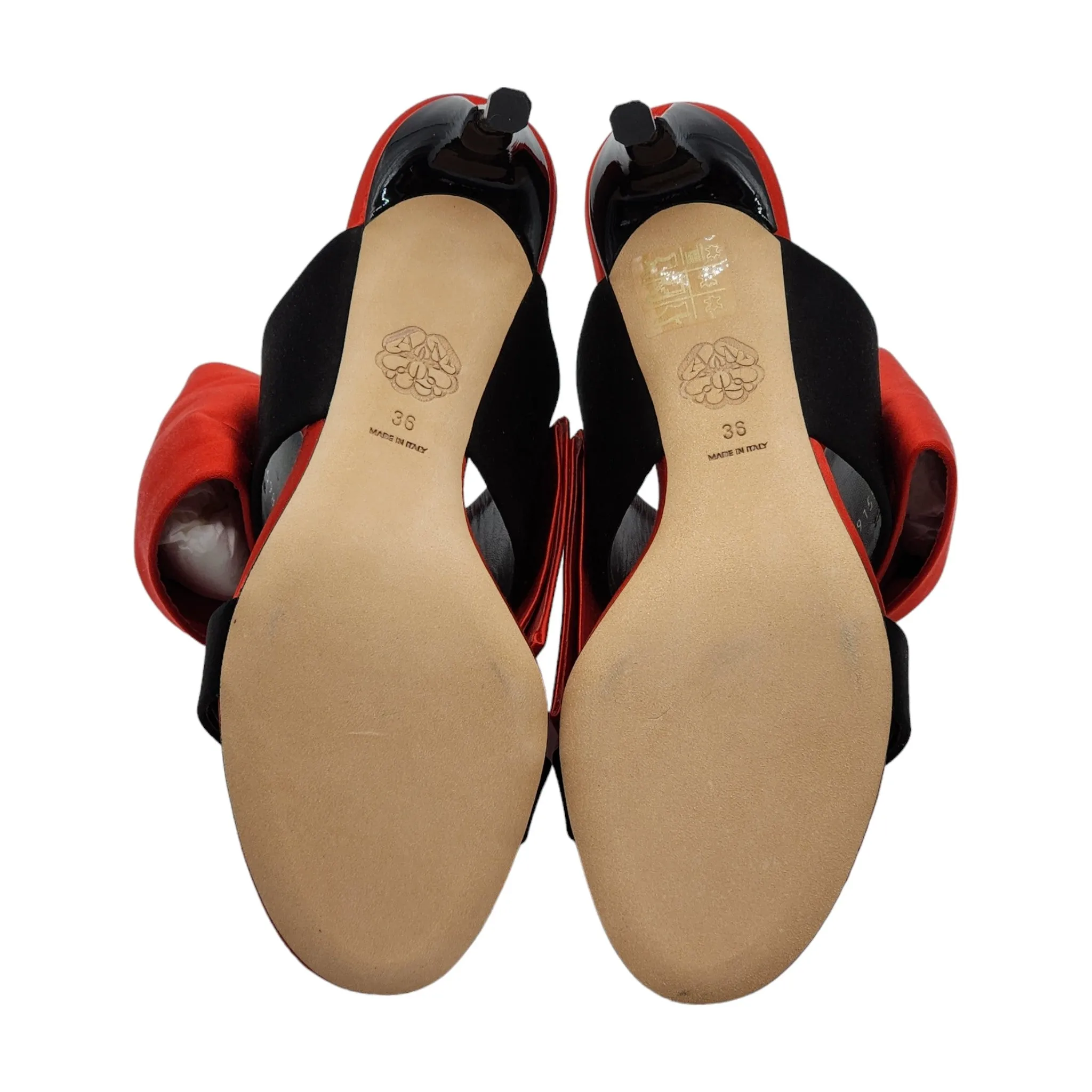 Alexander McQueen Pin Heel Bow Mule - Satin - Red - 35