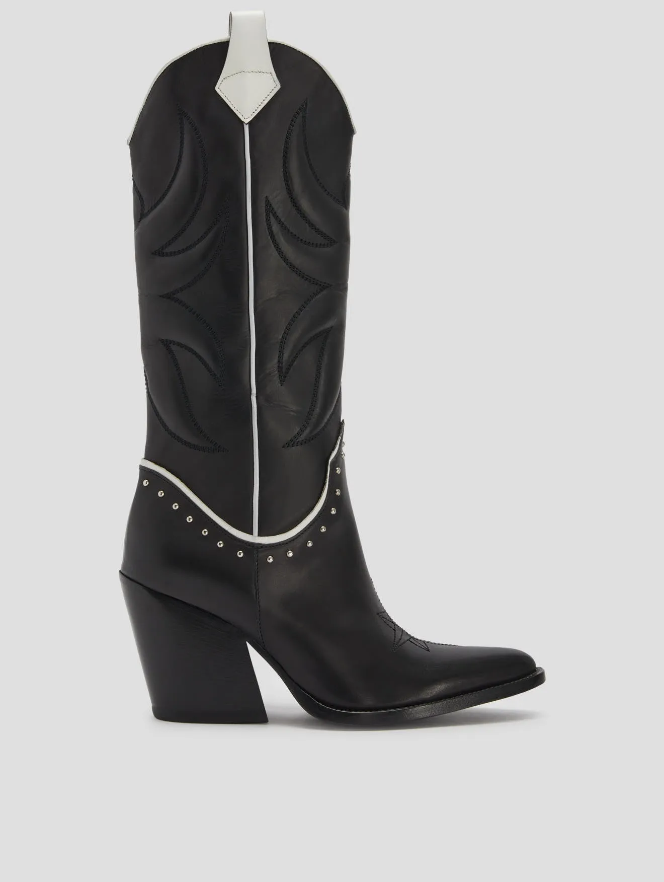 ALISON 80MM WESTERN BOOT IN BLACK VACCHETTA - Woman