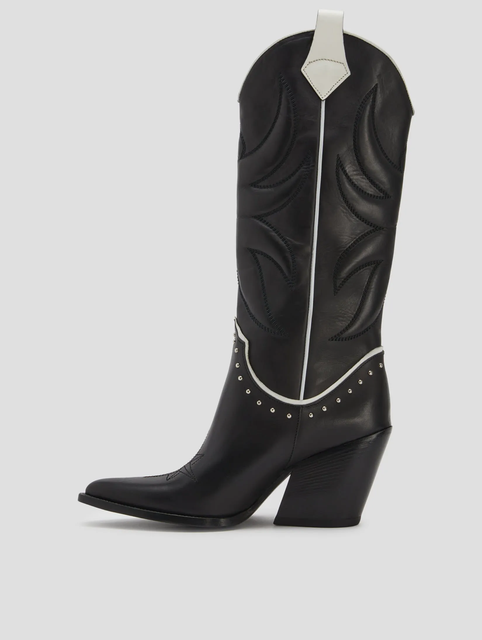 ALISON 80MM WESTERN BOOT IN BLACK VACCHETTA - Woman