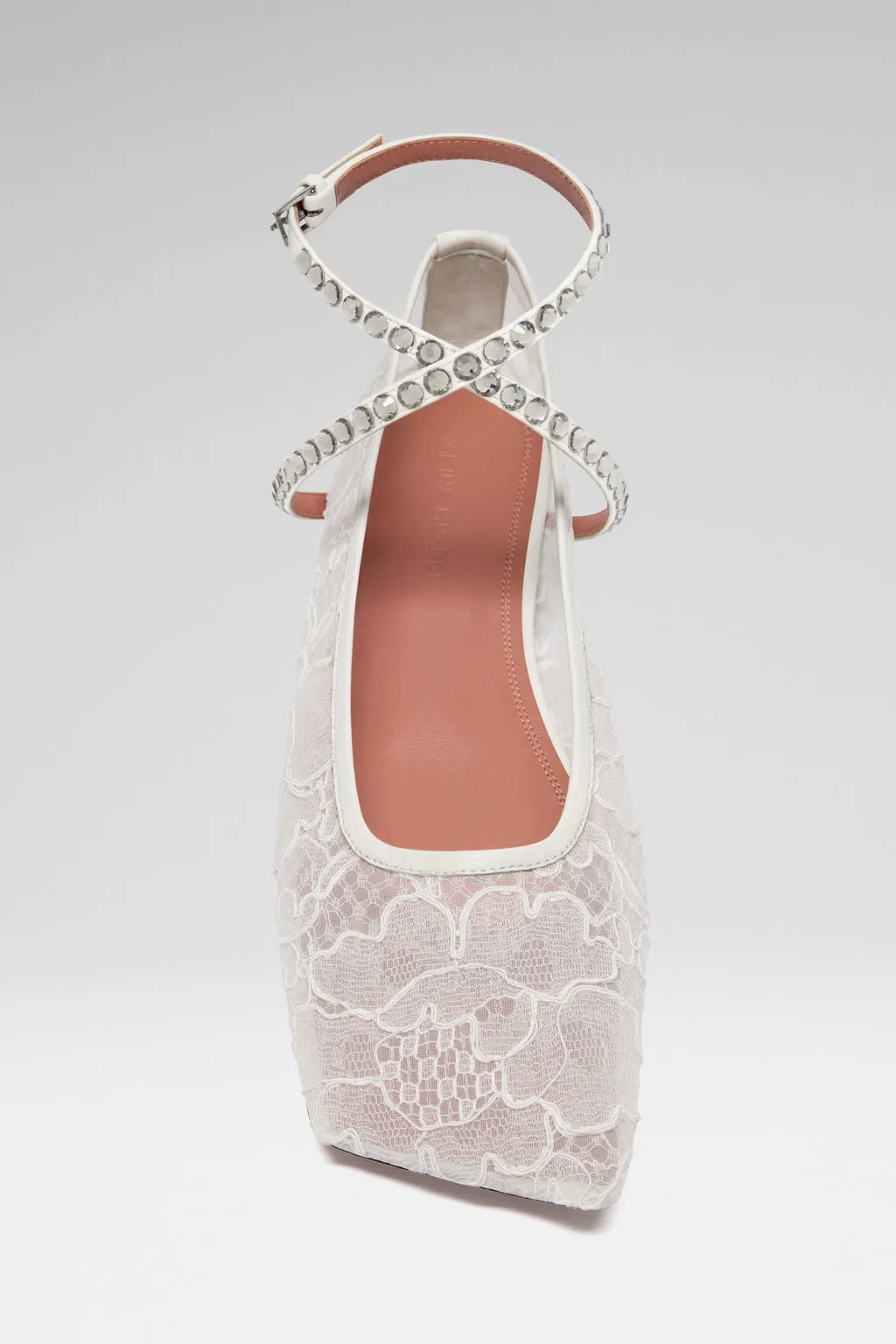 Ane Lace Flat Ivory Lace And Black Diamond Crystals