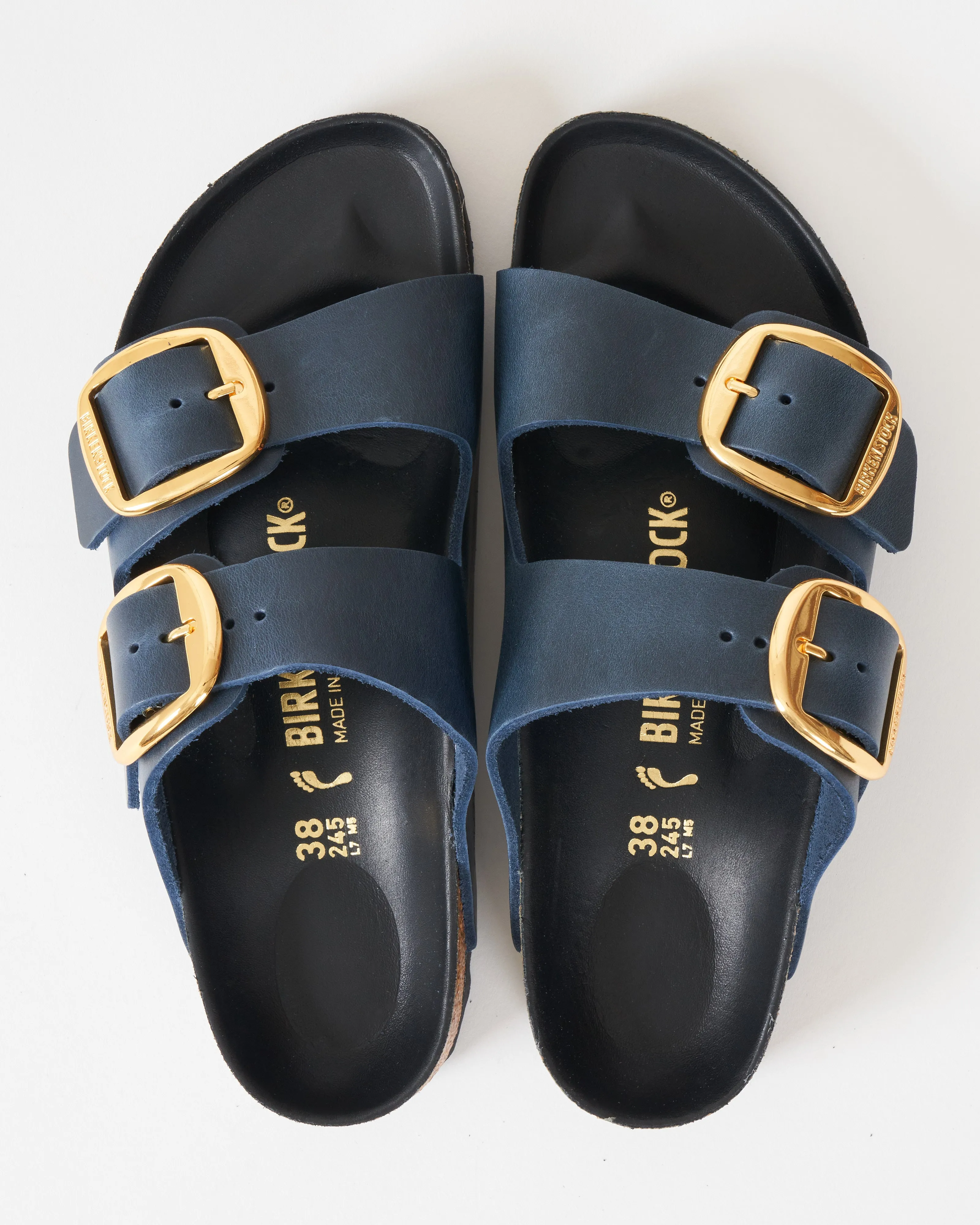 arizona big buckle sandal - blue oiled leather