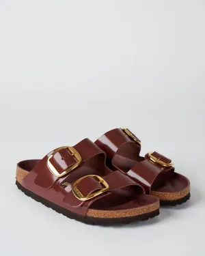 arizona high shine leather sandal - chocolate high shine leather