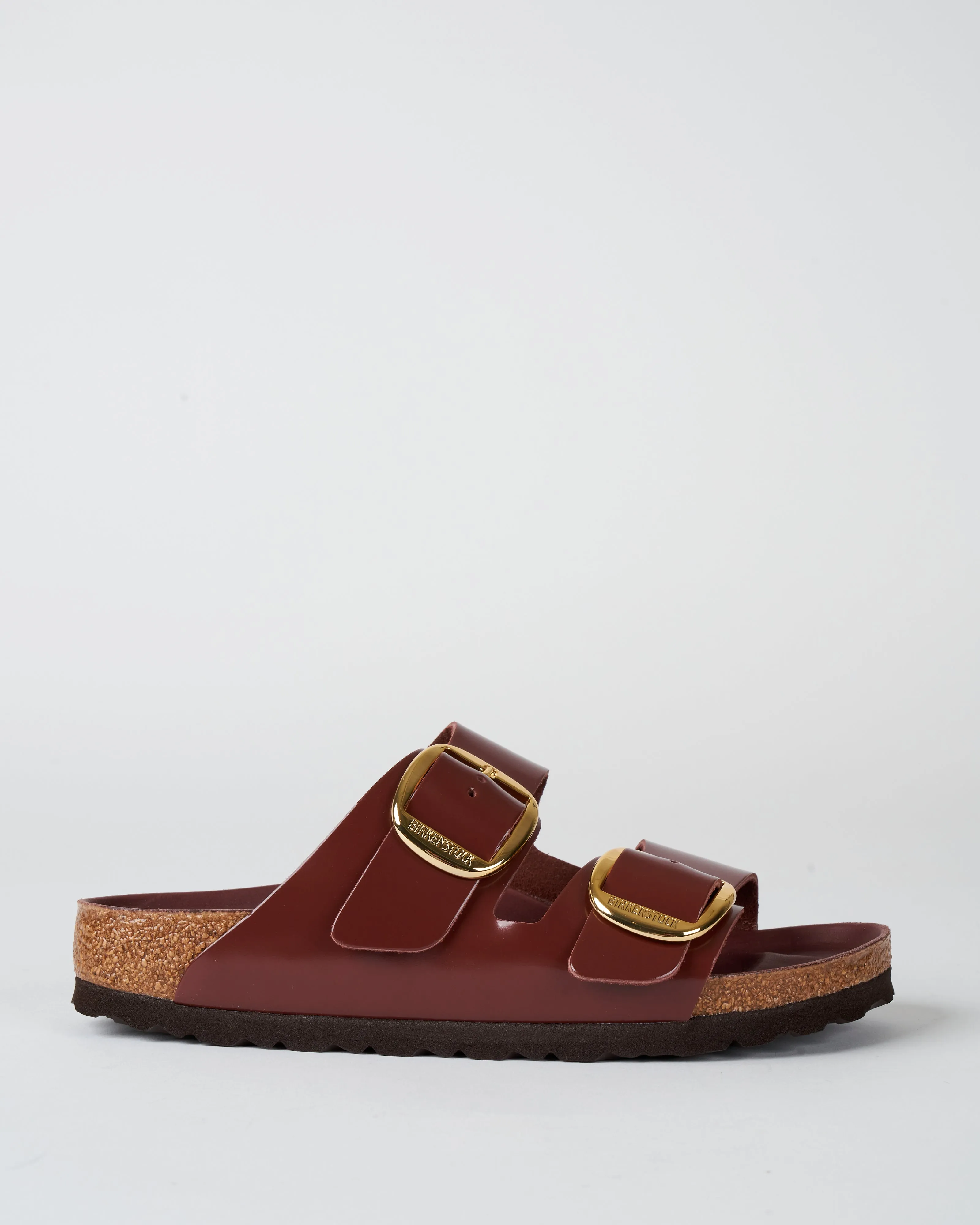 arizona high shine leather sandal - chocolate high shine leather