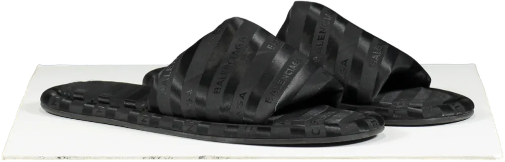 Balenciaga Black Hotel Logo Slides UK 6 EU 39 👠