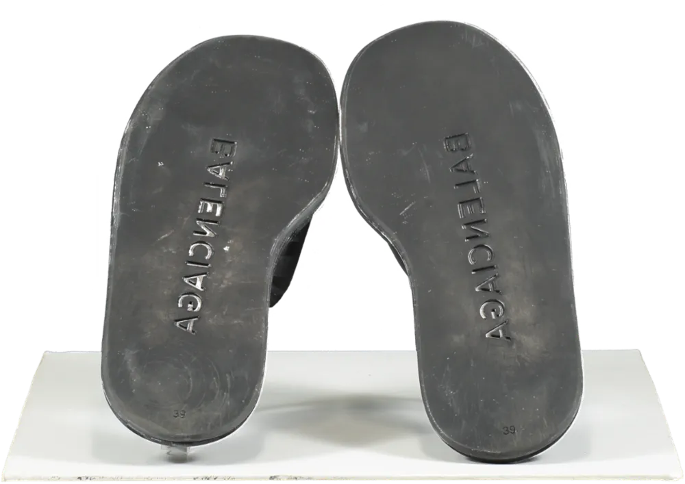 Balenciaga Black Hotel Logo Slides UK 6 EU 39 👠