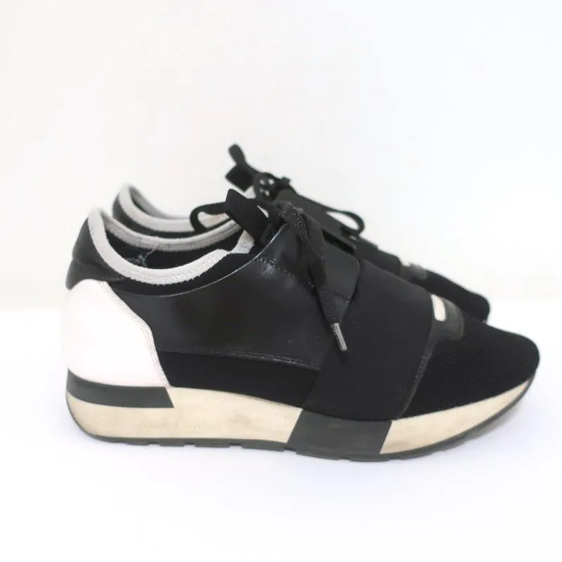 Balenciaga Race Runner Sneakers Black Leather & Mesh Size 36