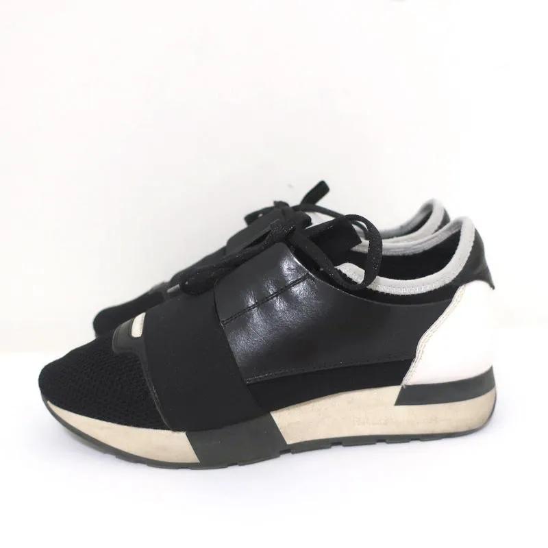Balenciaga Race Runner Sneakers Black Leather & Mesh Size 36
