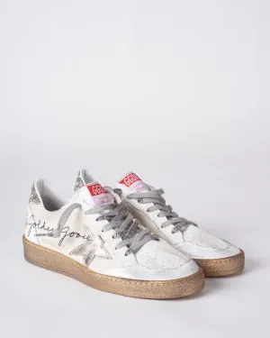 ball star canvas upper laminated star glitter heel crack spur serigraph - creamy white/gold/white 81500
