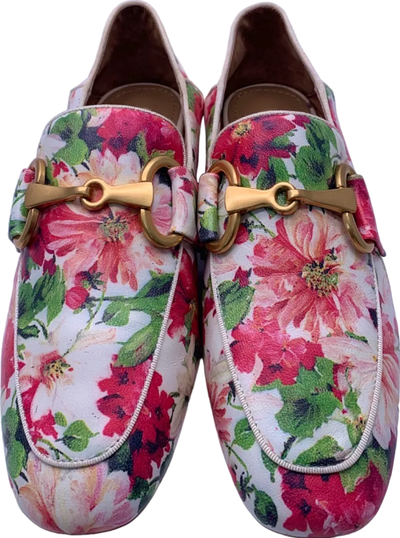Bibi Lou Pink Floral Print Loafers UK 6 EU 39