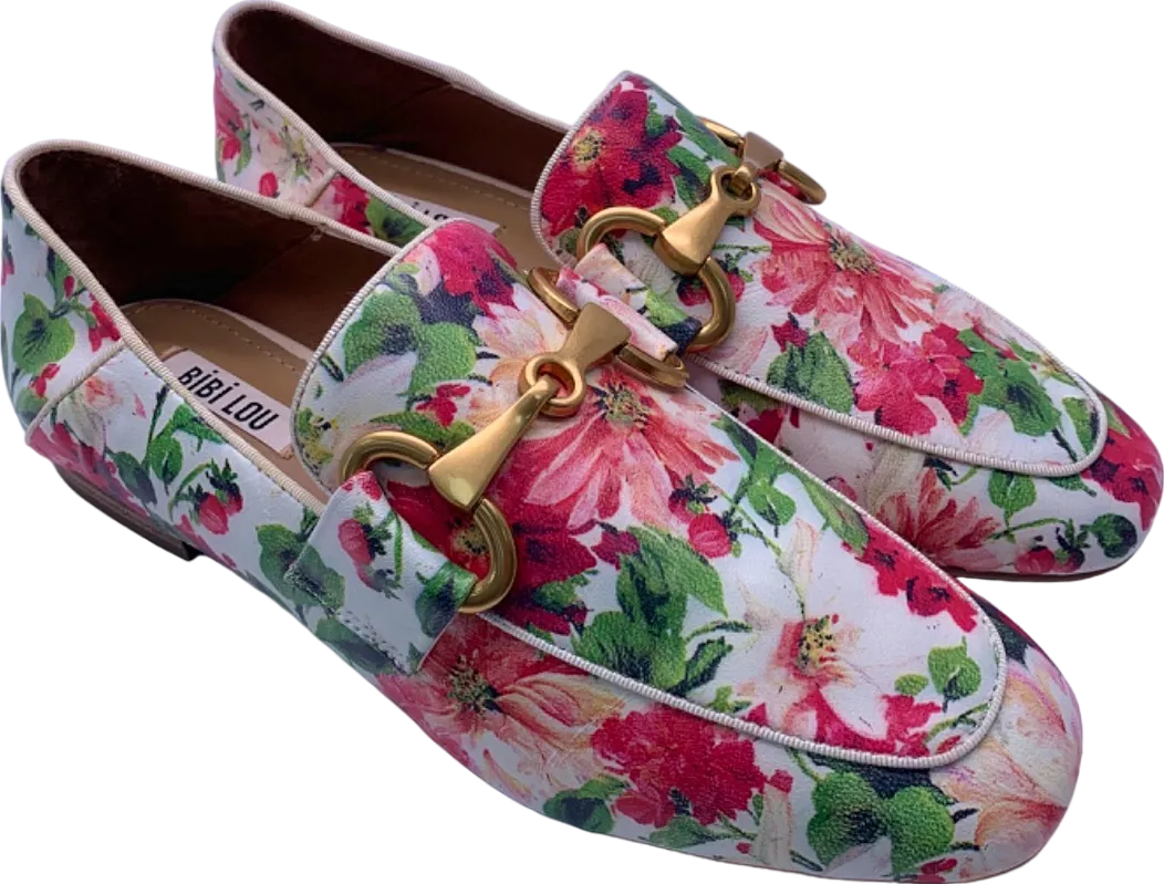 Bibi Lou Pink Floral Print Loafers UK 6 EU 39