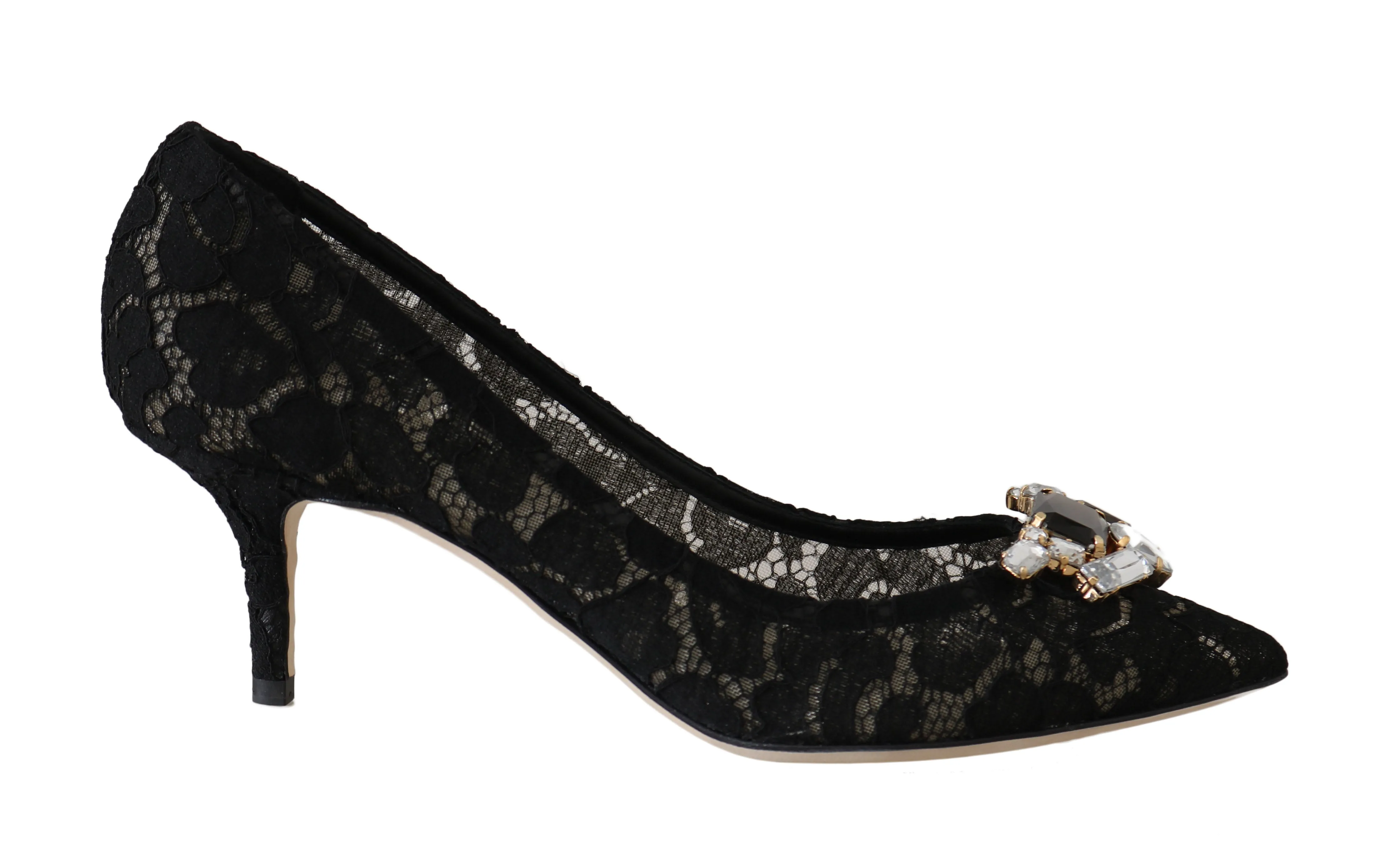 Black Lace Bellucci Crystal Pumps