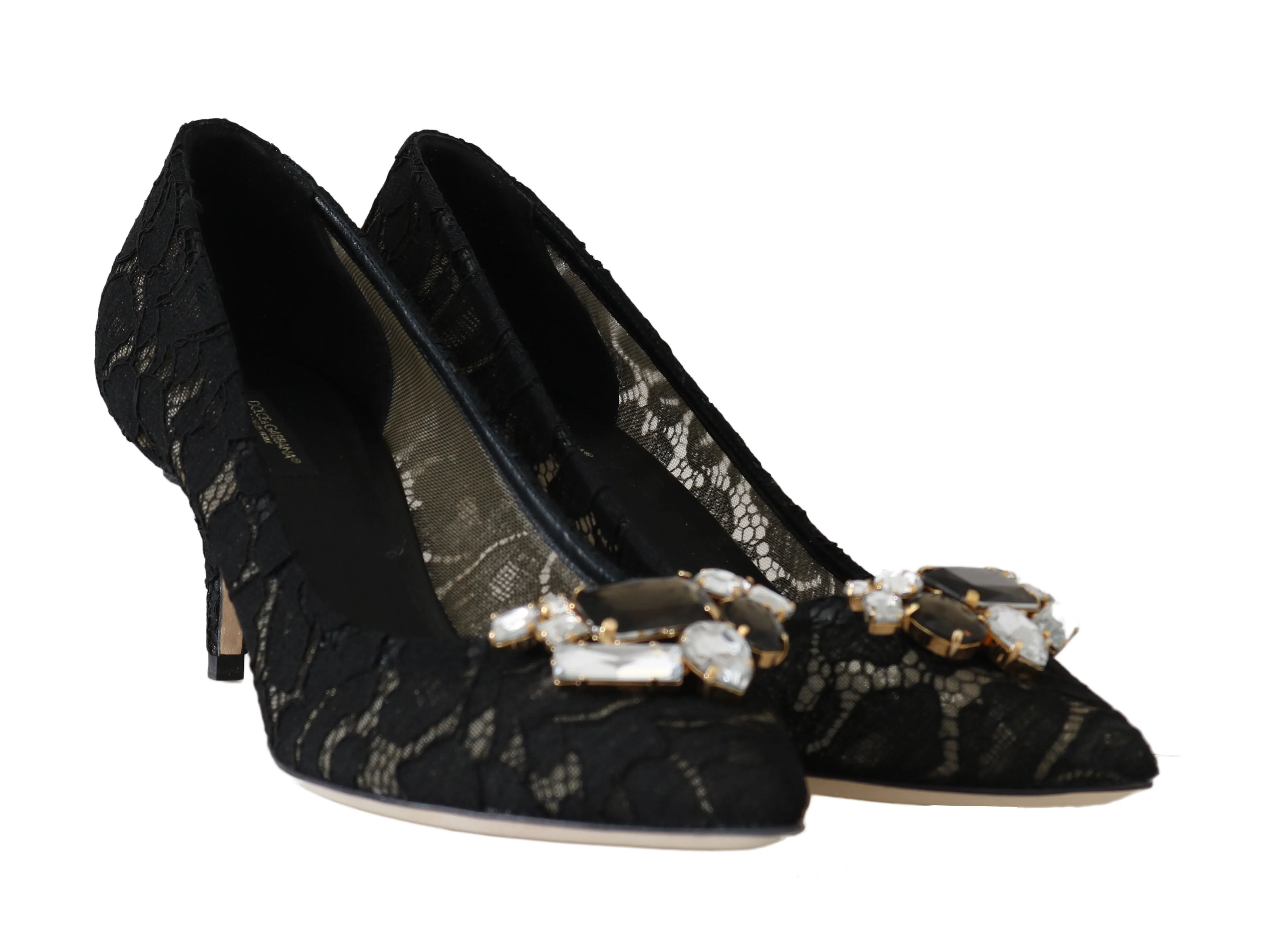 Black Lace Bellucci Crystal Pumps