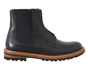 Black Leather Ankle Stretch Boots