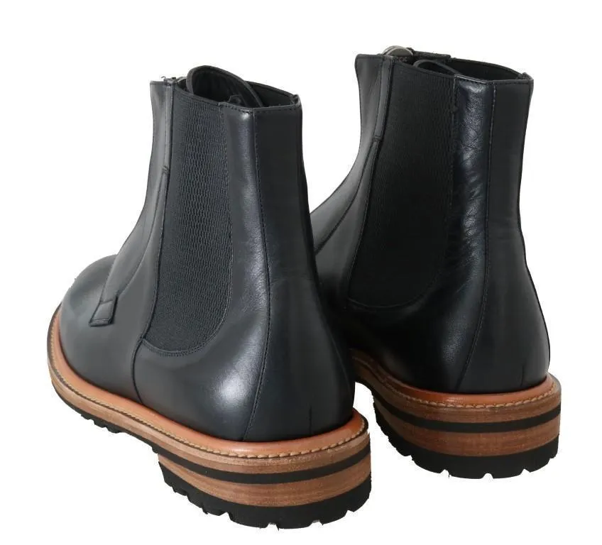 Black Leather Ankle Stretch Boots