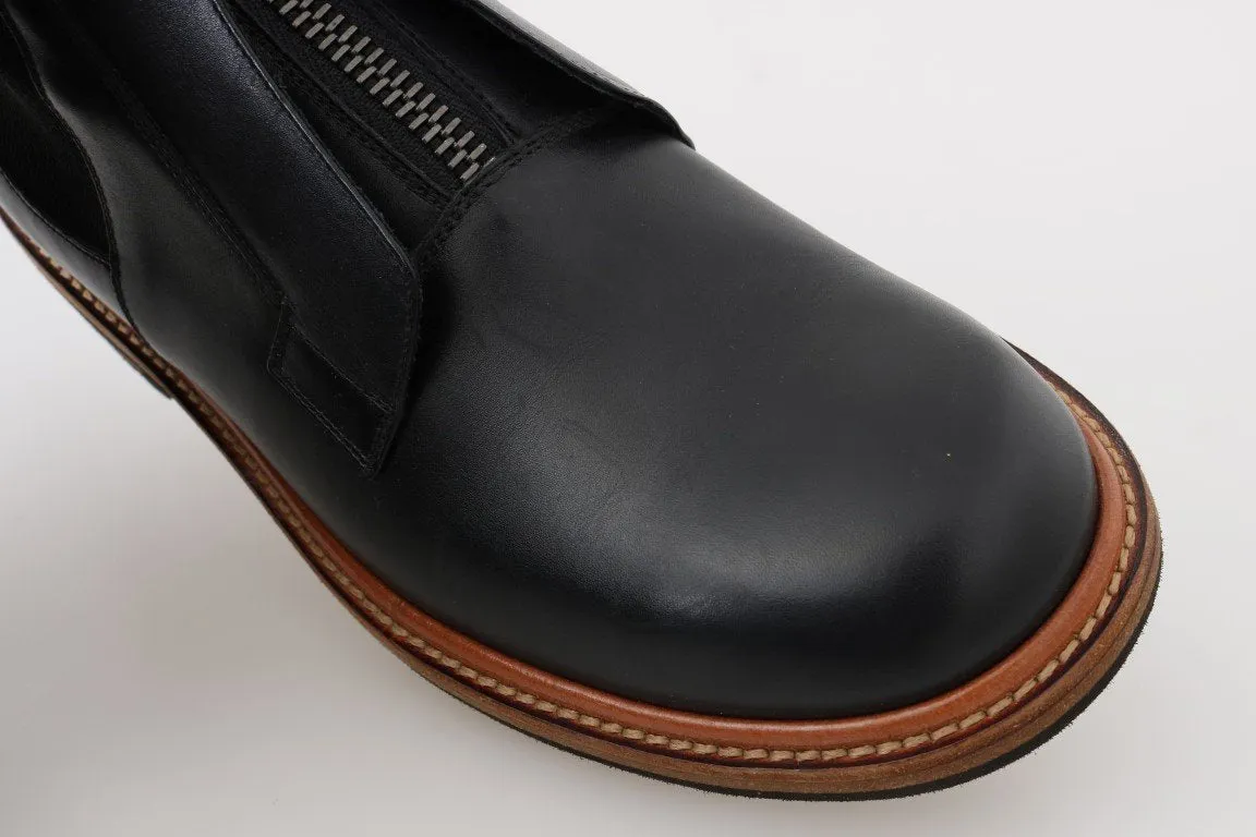 Black Leather Ankle Stretch Boots