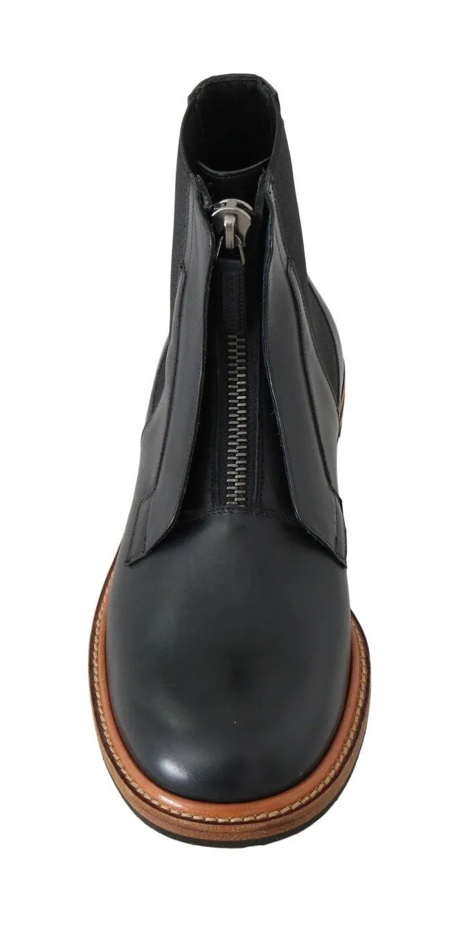 Black Leather Ankle Stretch Boots