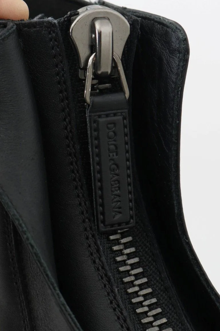 Black Leather Ankle Stretch Boots