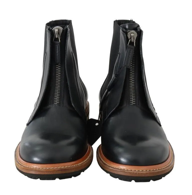 Black Leather Ankle Stretch Boots