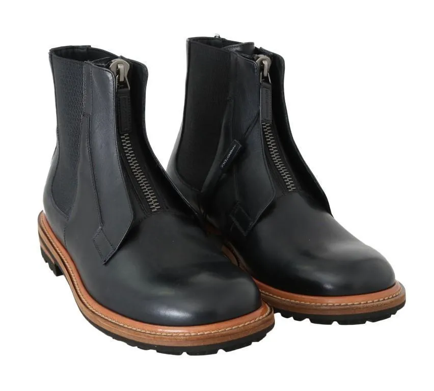 Black Leather Ankle Stretch Boots