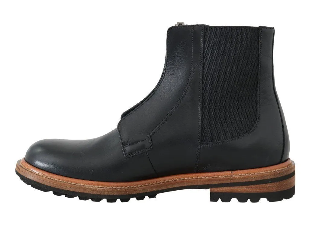 Black Leather Ankle Stretch Boots