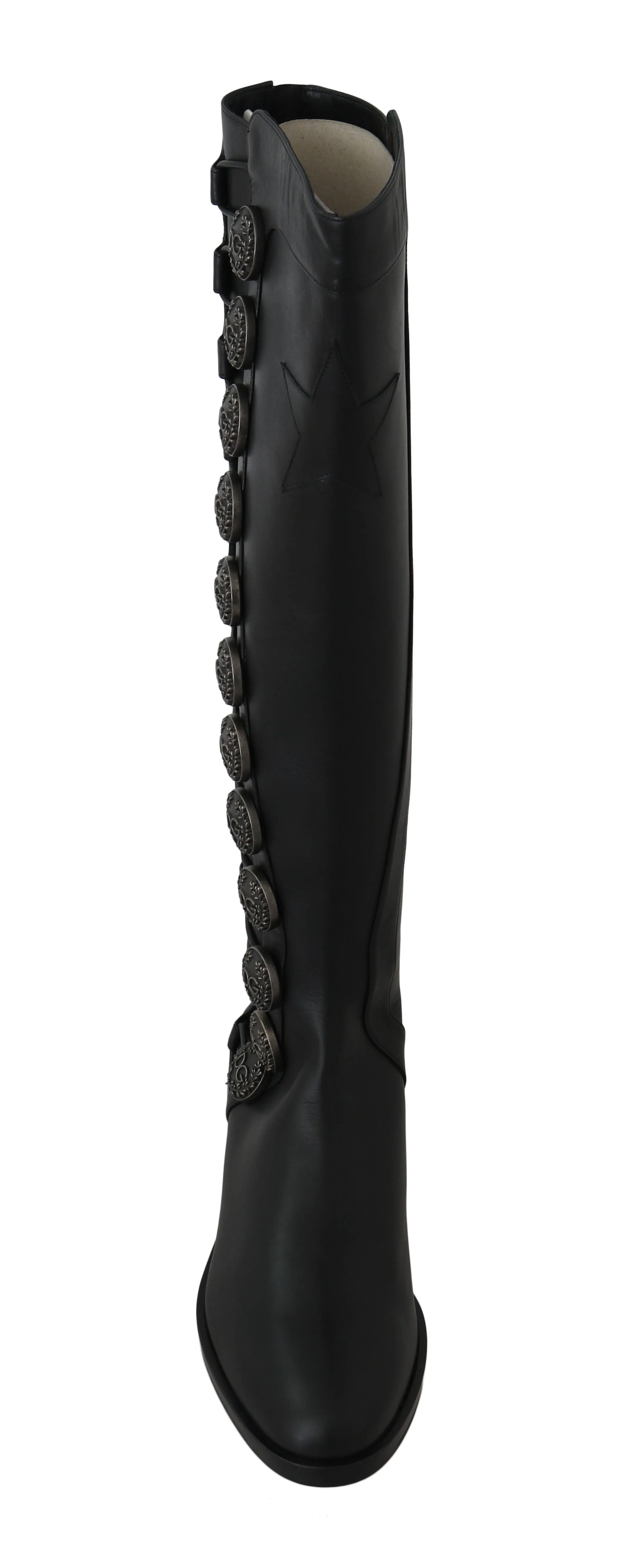 Black Leather Biker DG Logo Boots