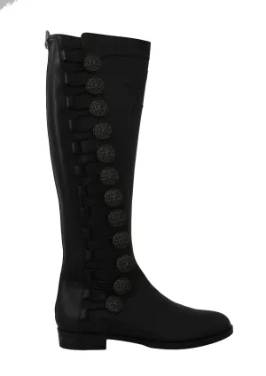 Black Leather Biker DG Logo Boots