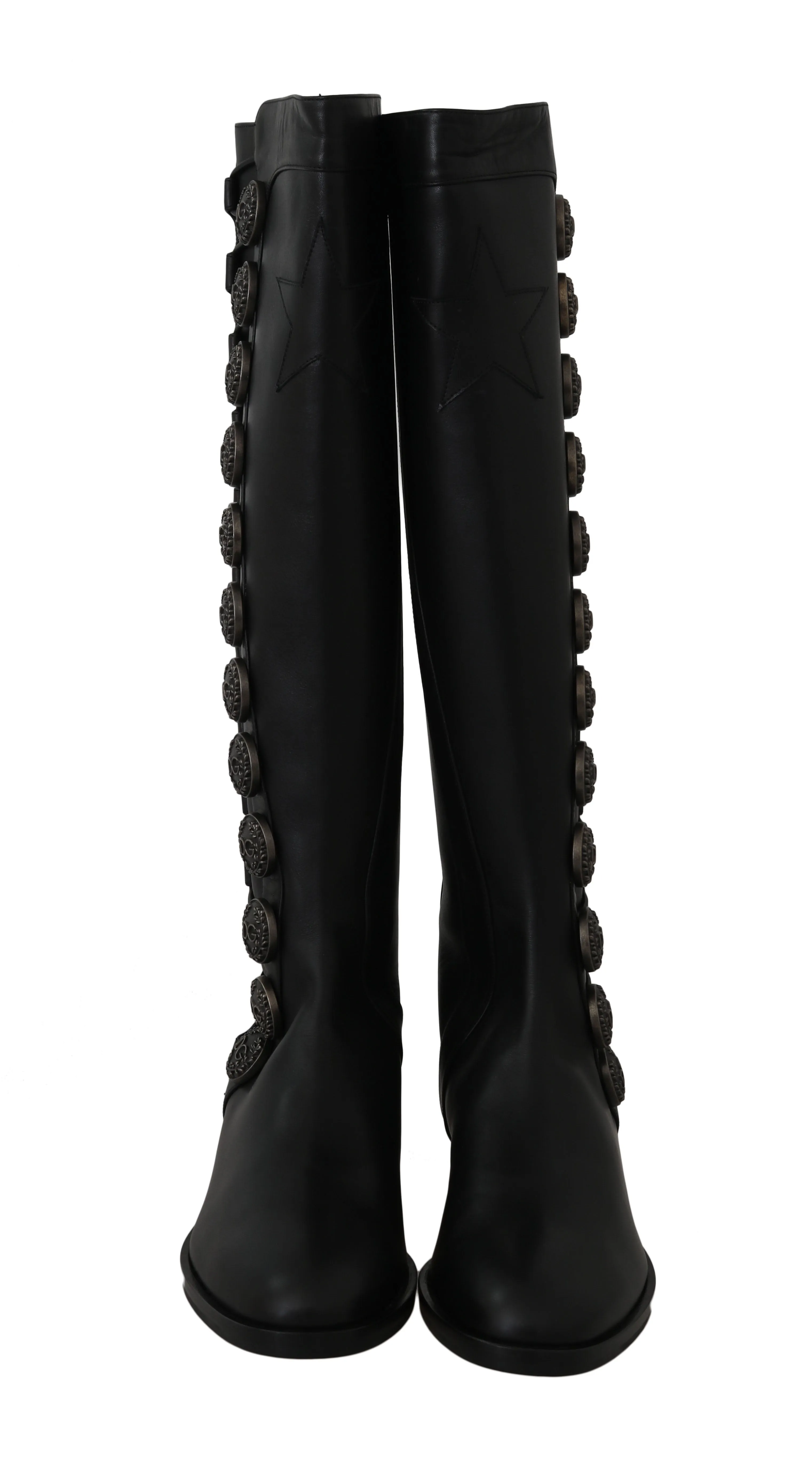 Black Leather Biker DG Logo Boots
