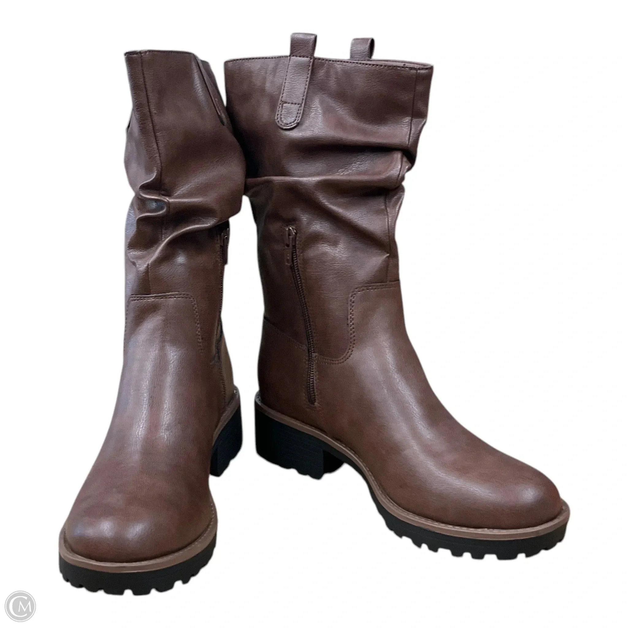 Boots Ankle Flats By Clothes Mentor In Brown, Size: 10