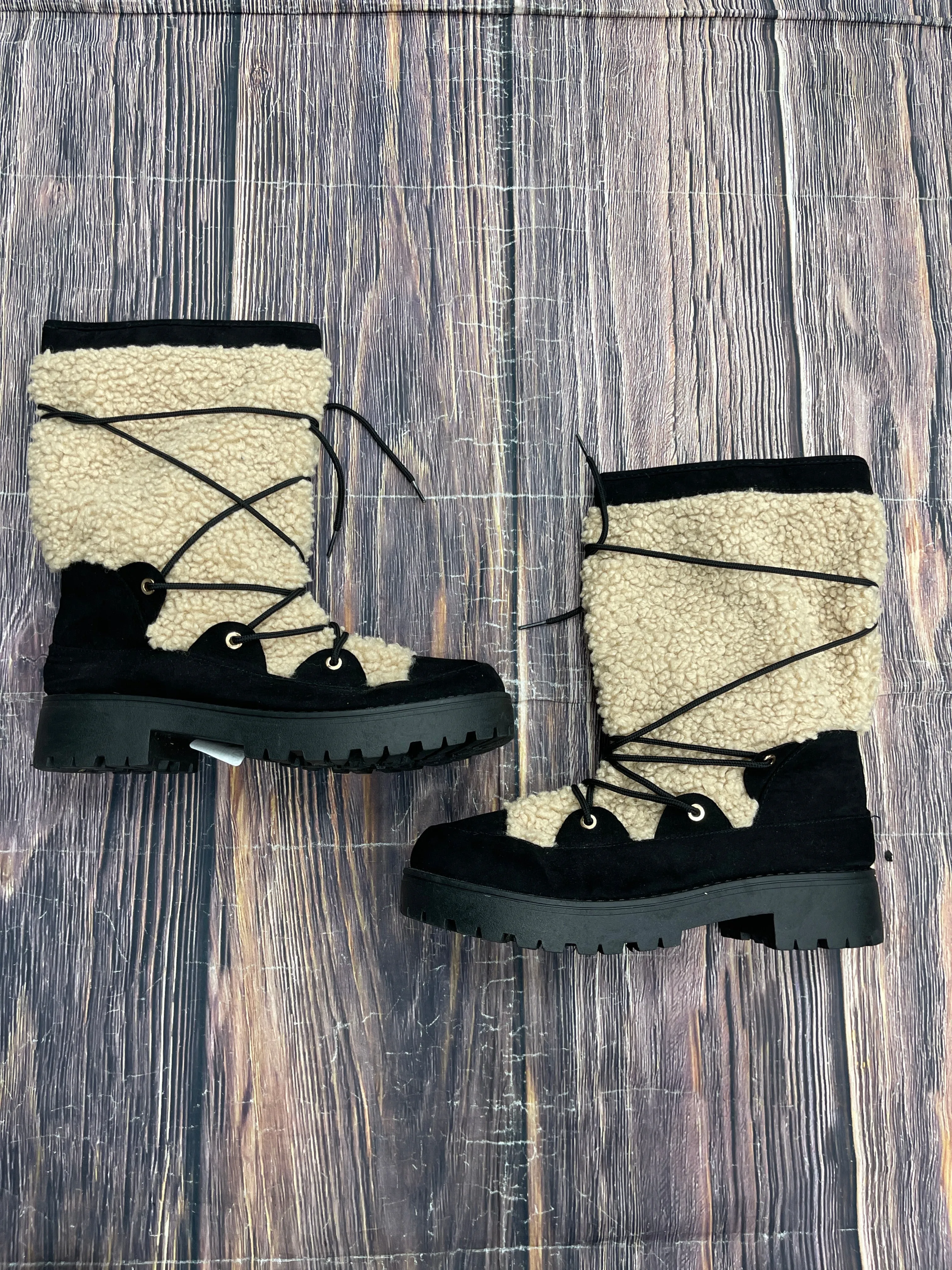 Boots Mid-calf Flats By Bamboo In Black, Size: 11