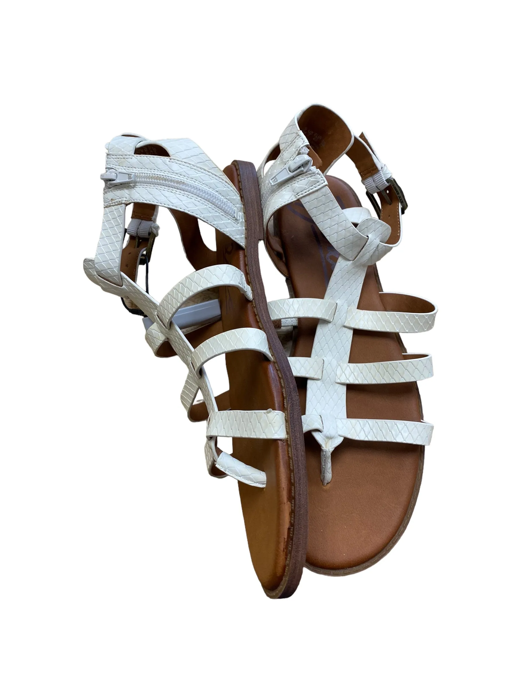 Brown & Cream Sandals Flats Clothes Mentor, Size 10
