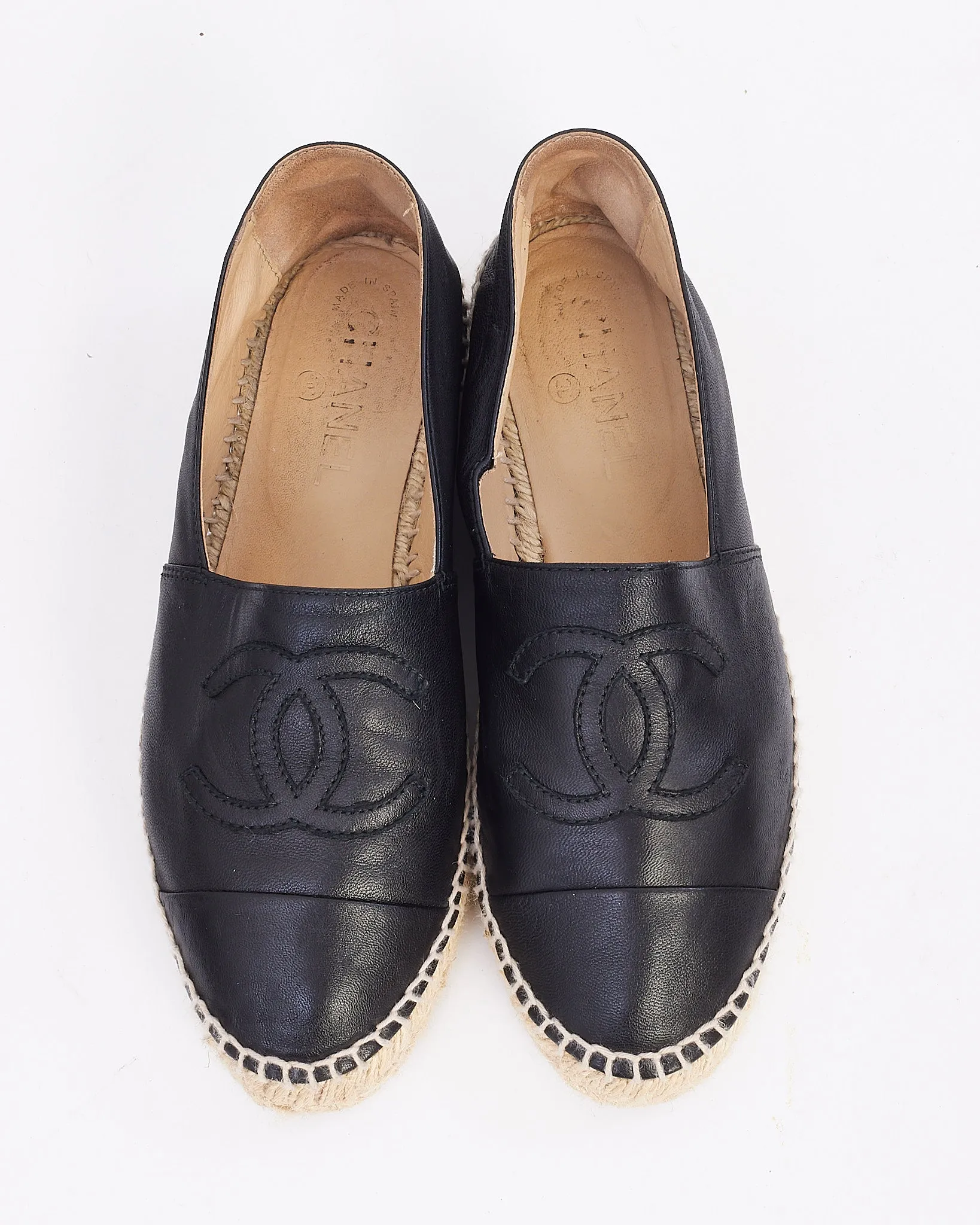 Chanel Black Leather Espadrilles - 37