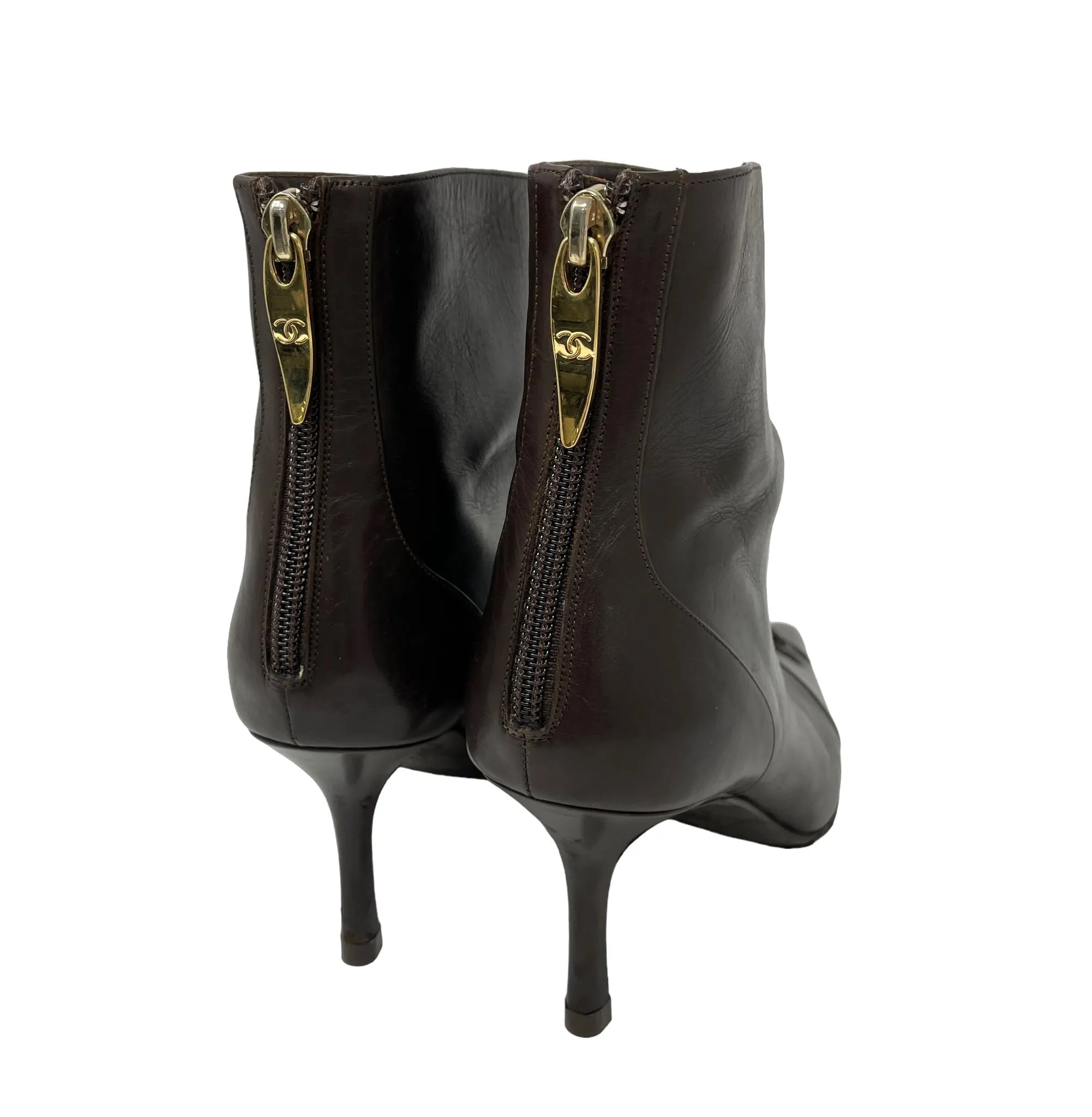 Chanel Brown Logo Boots