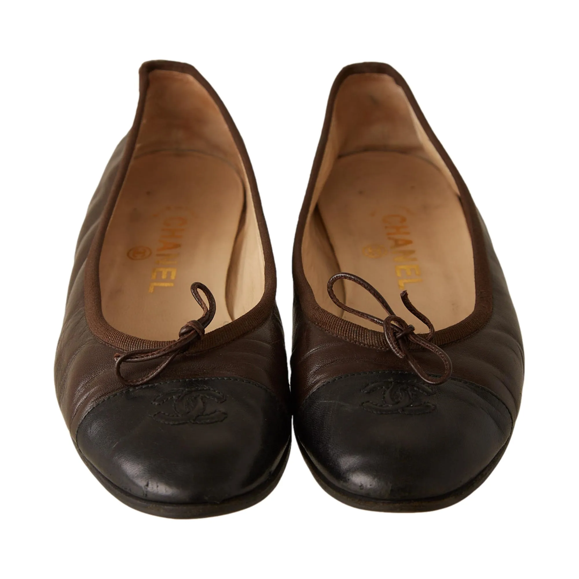 Chanel Brown Logo Flats