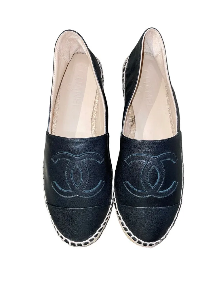 Chanel Chanel Leather CC Espadrilles in black 39