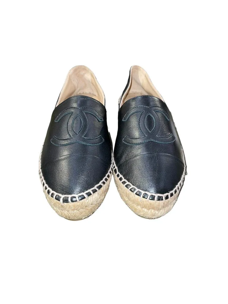 Chanel Chanel Leather CC Espadrilles in black 39
