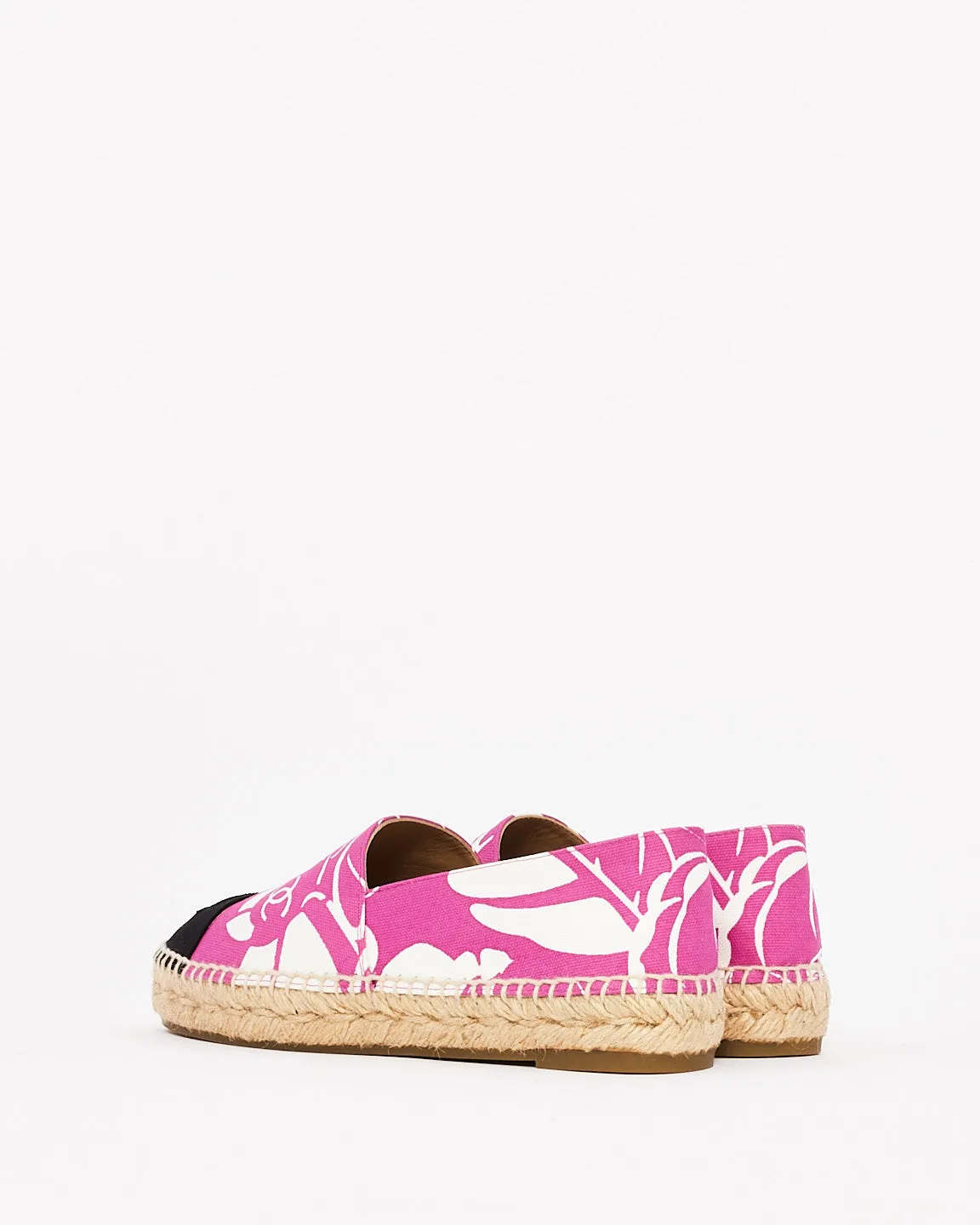 Chanel Pink & White Canvas Pattern Espadrilles - 38