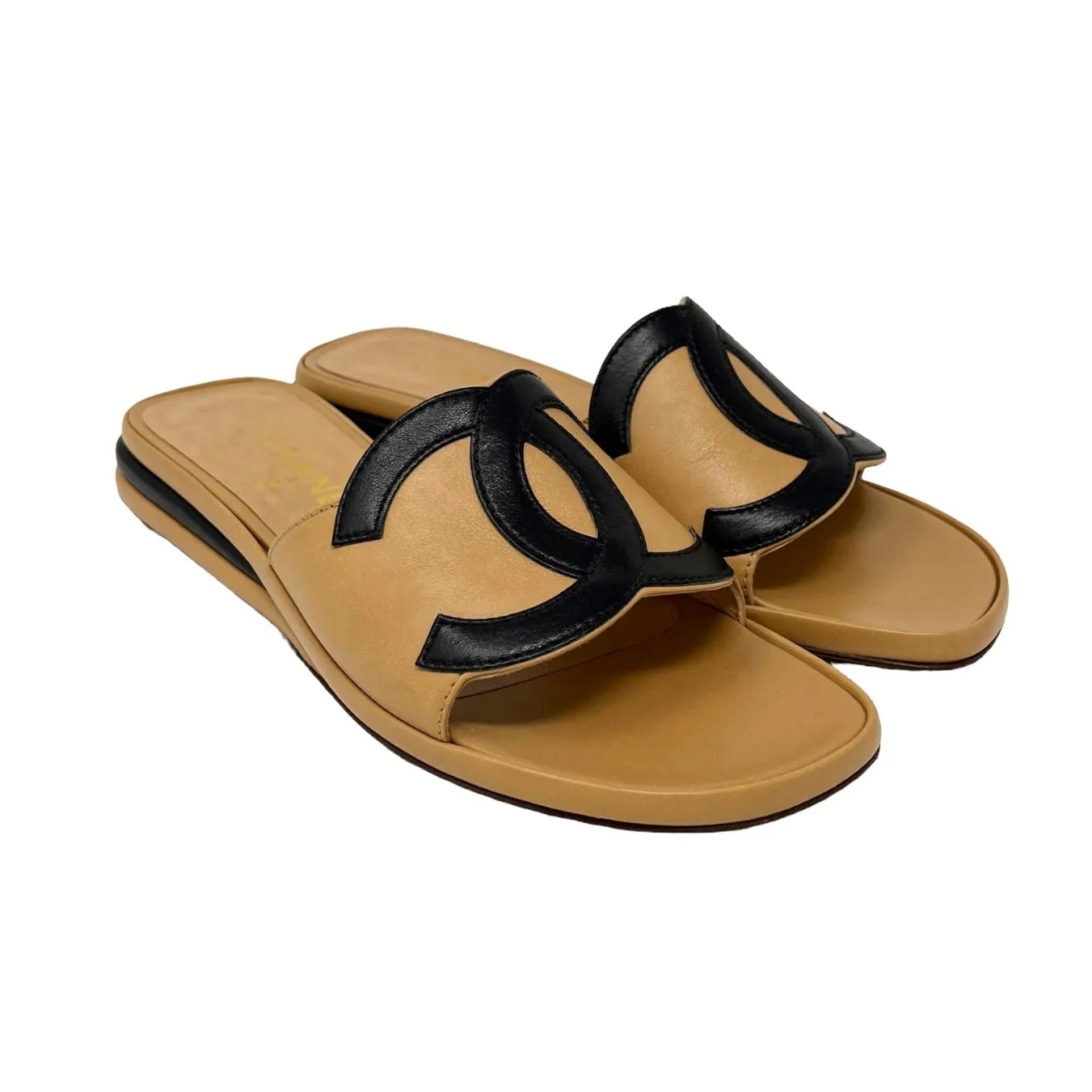 Chanel Tan Logo Sandals