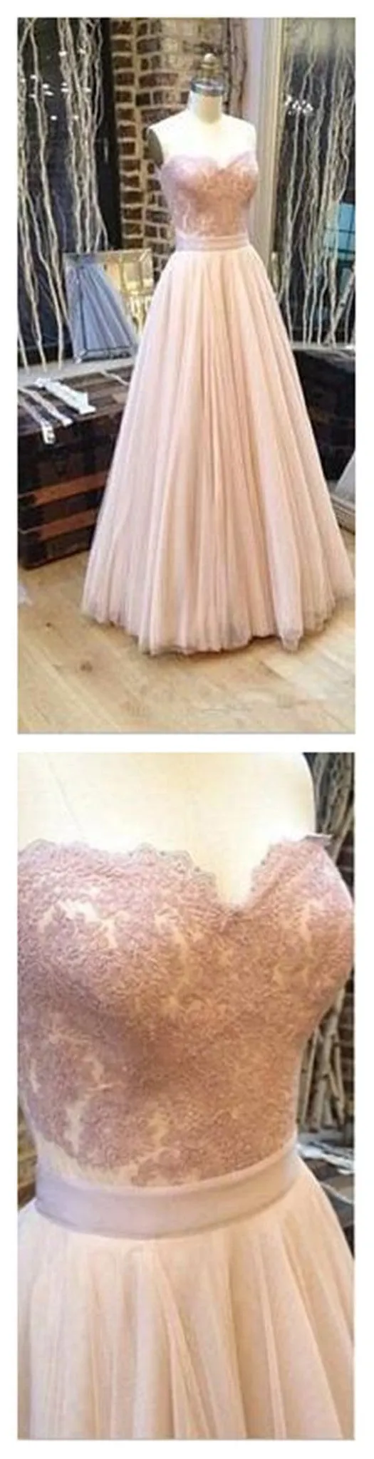 Charming Sweetheart Tulle Lace Top Evening Long Prom Dresses, BG51220