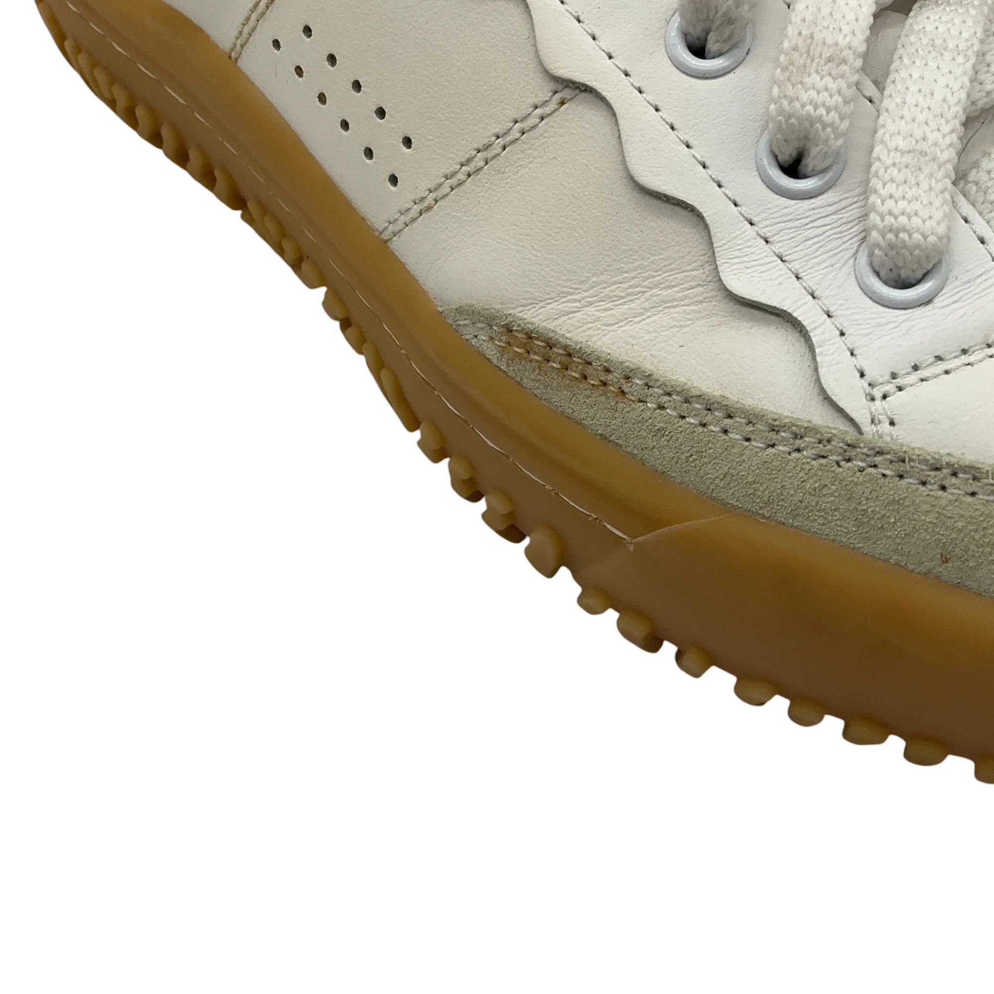 Chloe White / Navy Blue Suede Trimmed Leather Frankie Sneakers