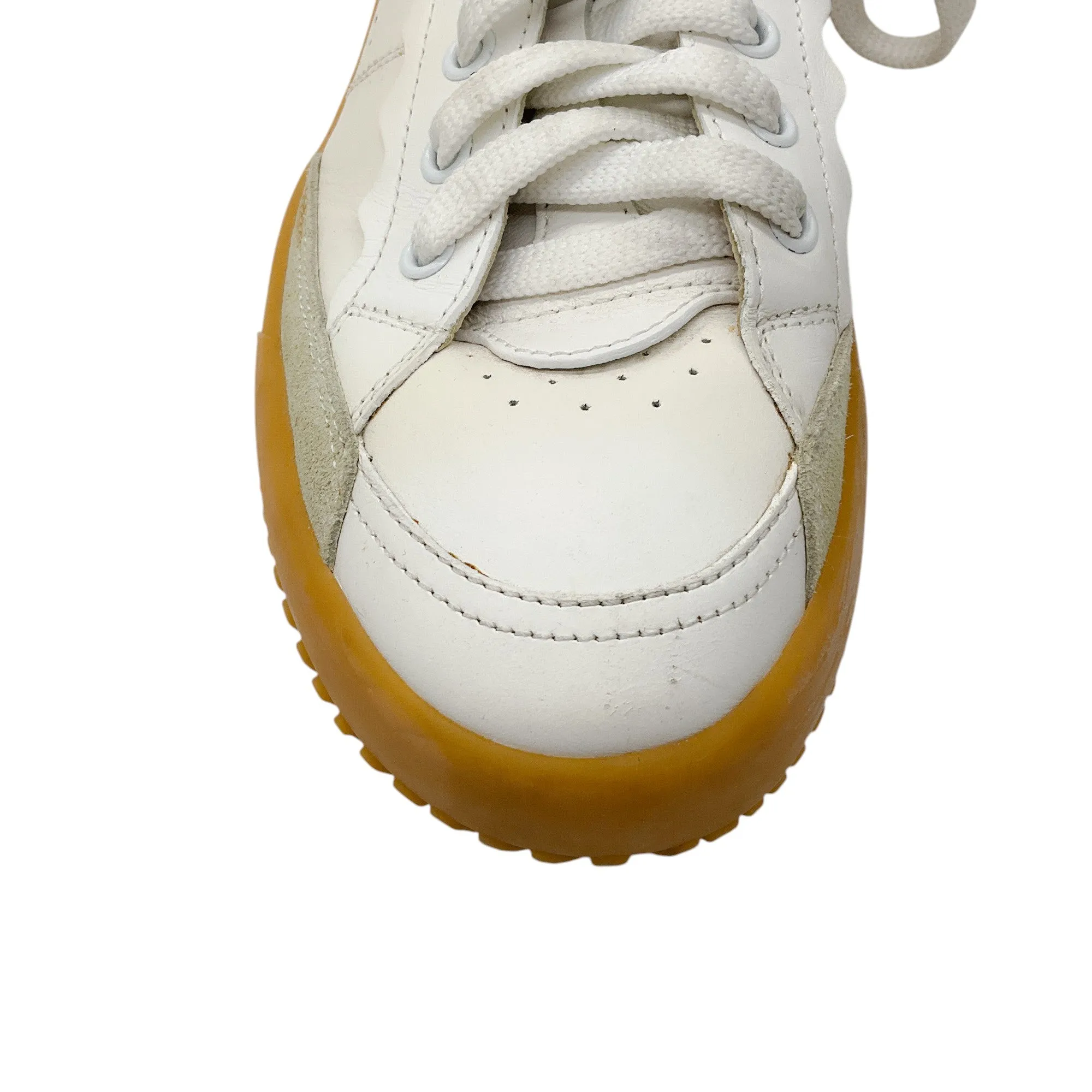 Chloe White / Navy Blue Suede Trimmed Leather Frankie Sneakers