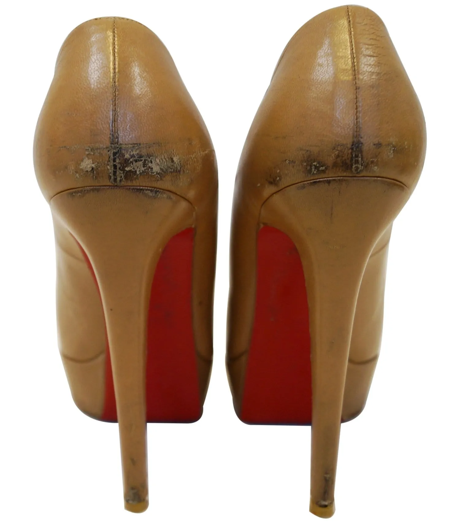 Christian Louboutin Bianca 140 Platform Leather Camel Pumps - Last Call