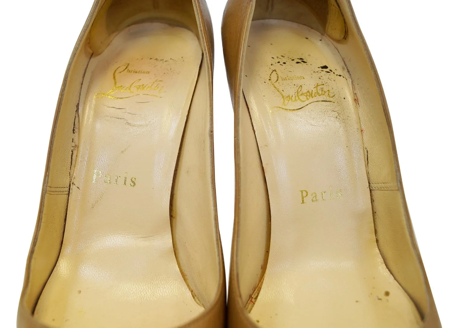 Christian Louboutin Bianca 140 Platform Leather Camel Pumps - Last Call
