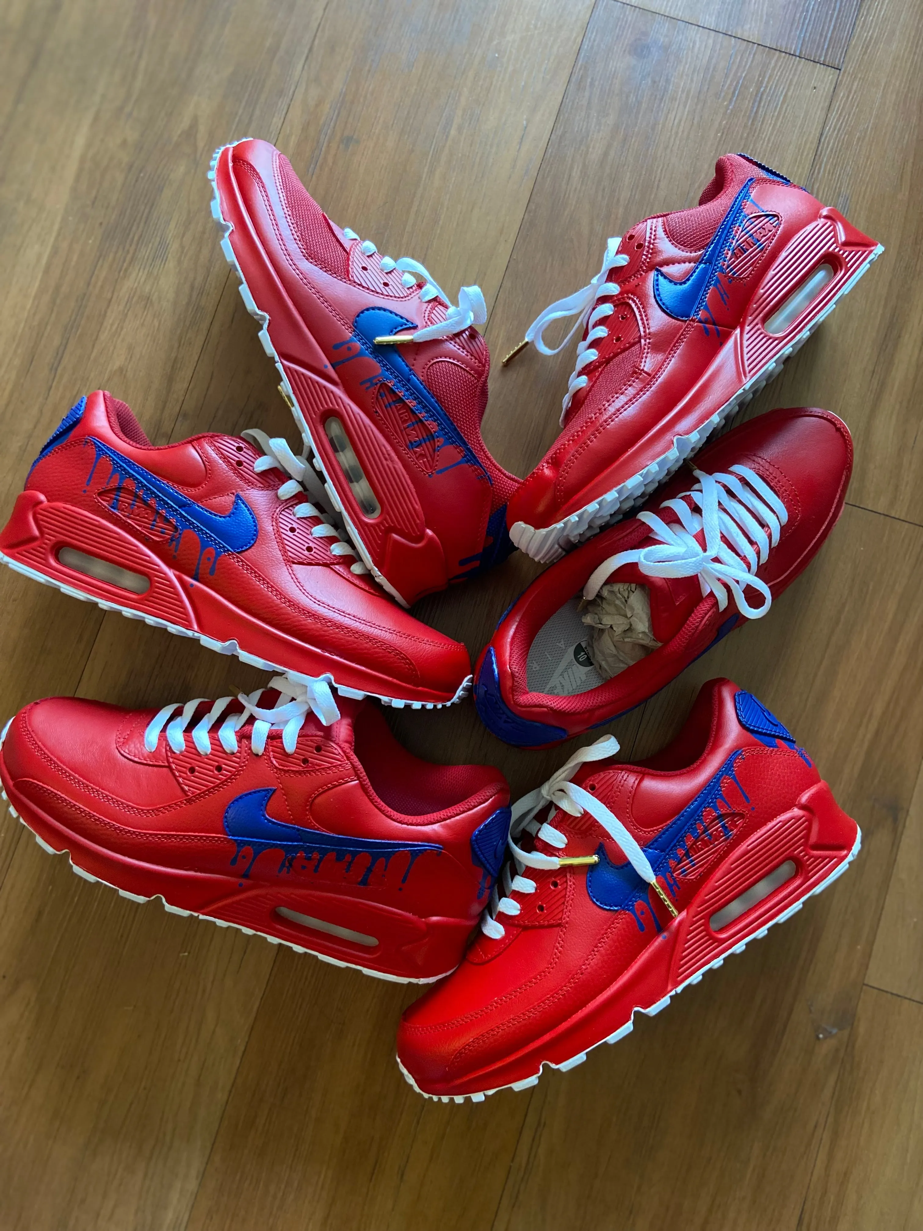 Custom Red and Blue drip Nike Air Max 90