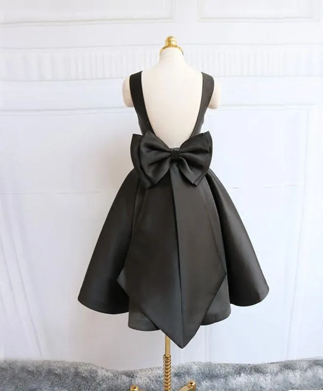 Cute A Line Satin Short Prom Dress With Bow, Homecoming Dress HD0158