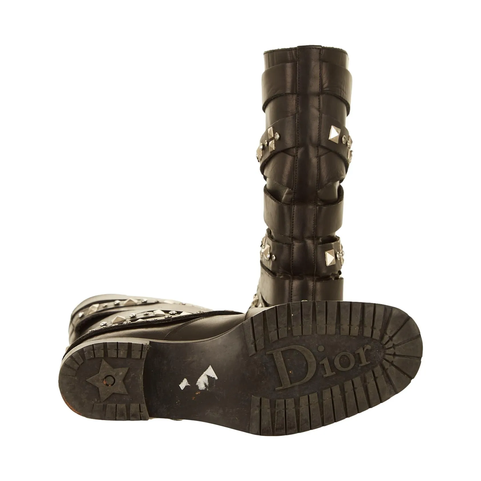 Dior Black Studded Moto Boots